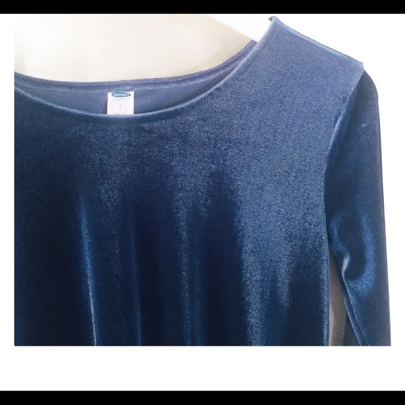 OLD NAVY Long Sleeve LS Velvet Swing Dress With Round Neck Blue Size Small - Picture 9 of 12